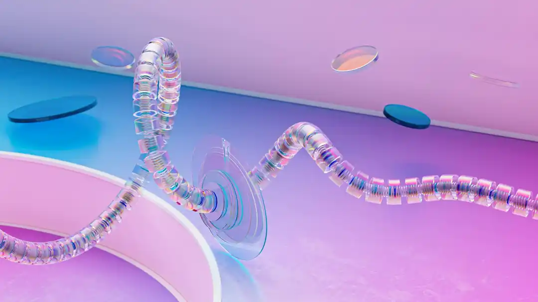 미래형 신경망과 AI 개념을 보여주는 추상적인 3D 렌더링 이미지.