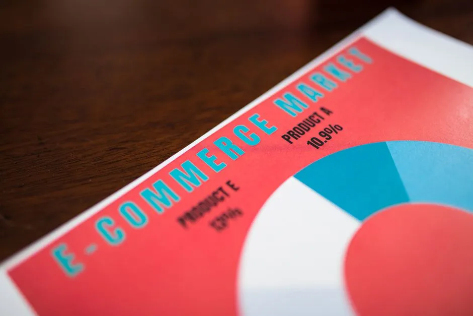 A colorful pie chart analyzing e-commerce product performance and market data.