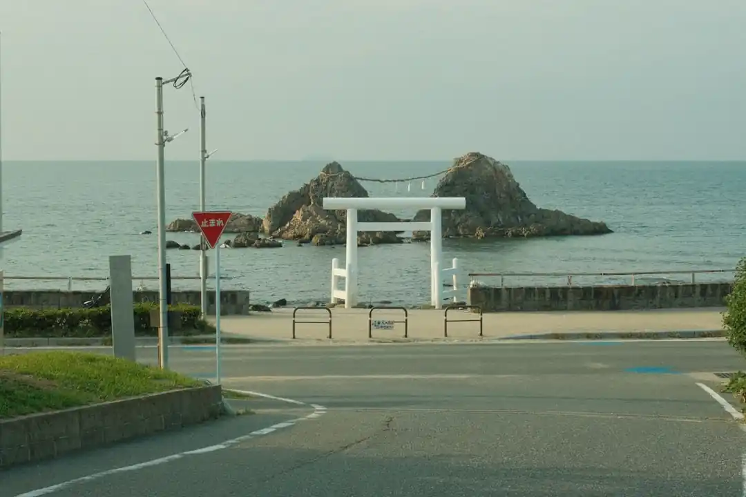 大きな水域の隣にある空っぽの通り