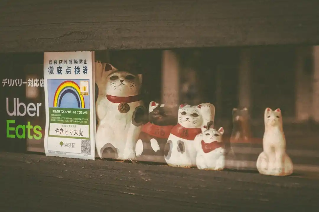 棚に並べられたたくさんの招き猫